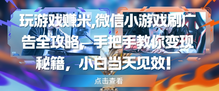 玩游戏挣米，微信小游戏刷广告全攻略，手把手教你变现秘籍，小白当天见效-非凡网-资源网-最新项目分享网站