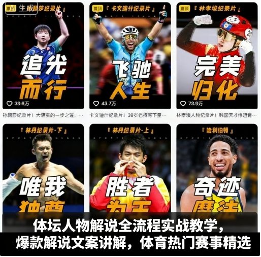 体坛人物解说全流程实战教学，爆款解说文案讲解，体育热门赛事精选-非凡网-资源网-最新项目分享网站