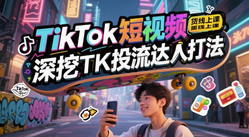 TikTok短视频带货线上课，深挖TK投流达人打法-非凡网-资源网-最新项目分享网站
