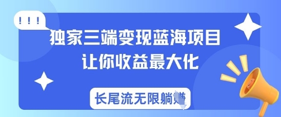 独家三端变现蓝海项目，让你收益最大化，长尾流无限躺挣-非凡网-资源网-最新项目分享网站