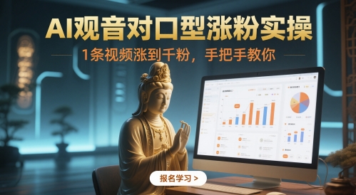 AI观音对口型涨粉实操，1条视频涨到千粉，手把手教你-非凡网-资源网-最新项目分享网站