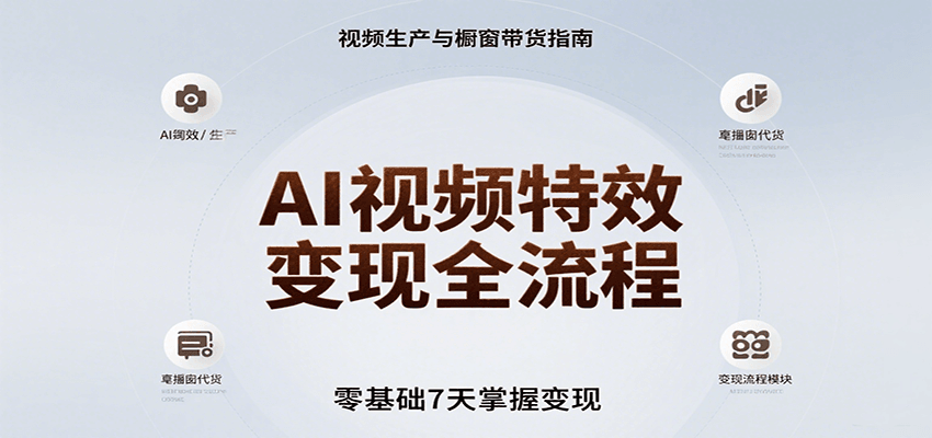 AI视频特效变现全流程，零基础7天掌握视频生产到橱窗带货变现-非凡网-资源网-最新项目分享网站