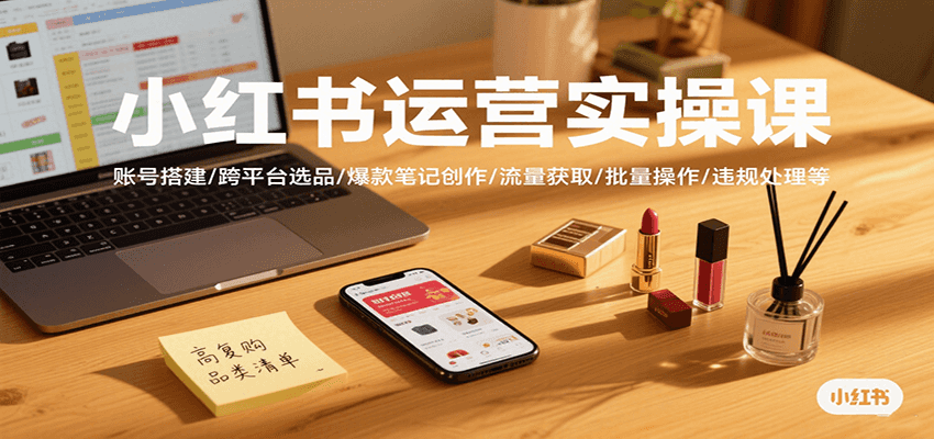 小红书运营实操课，账号搭建/跨平台选品/爆款笔记创作/流量获取/批量操作/违规处理等-非凡网-资源网-最新项目分享网站