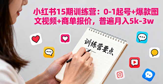 小红书15期训练营：0-1起号+爆款图文视频+商单报价，普遍月入5k-3w-非凡网-资源网-最新项目分享网站