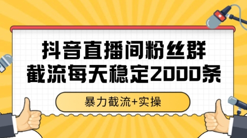 抖音直播间粉丝群暴力截流，一台电脑每天稳定2000条数据【揭秘】-非凡网-资源网-最新项目分享网站