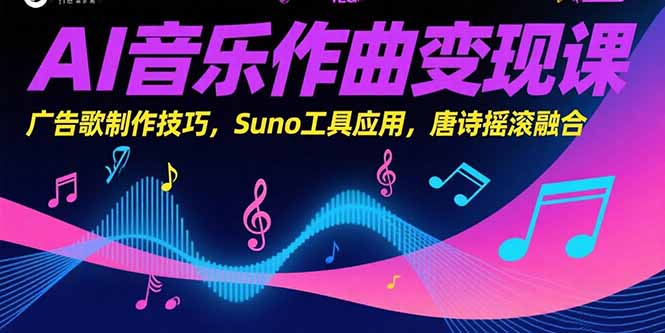 AI音乐作曲变现课，广告歌制作技巧，Suno工具应用，唐诗摇滚融合-非凡网-资源网-最新项目分享网站