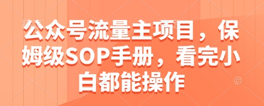 公众号流量主项目，保姆级SOP手册，看完小白都能操作-非凡网-资源网-最新项目分享网站