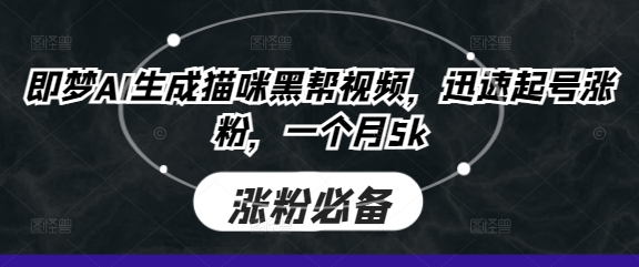 即梦AI生成猫咪黑帮视频，迅速起号涨粉，一个月5k-非凡网-资源网-最新项目分享网站
