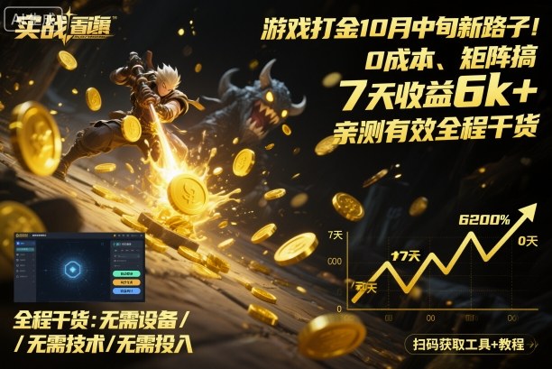 游戏打金10月中旬新路子！0成本、矩阵搞，7天收益6k+，亲测有效全程干货【揭秘】-非凡网-资源网-最新项目分享网站