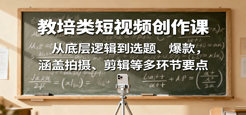 教培类短视频创作课：从底层逻辑到选题、爆款，涵盖拍摄、剪辑等多环节要点-非凡网-资源网-最新项目分享网站