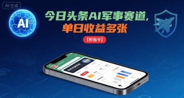 今日头条AI军事赛道，单日收益多张 ，手机可做【附指令】-非凡网-资源网-最新项目分享网站
