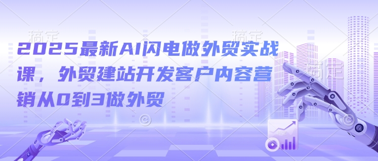 2025最新AI闪电做外贸实战课，外贸建站开发客户内容营销从0到3做外贸-非凡网-资源网-最新项目分享网站