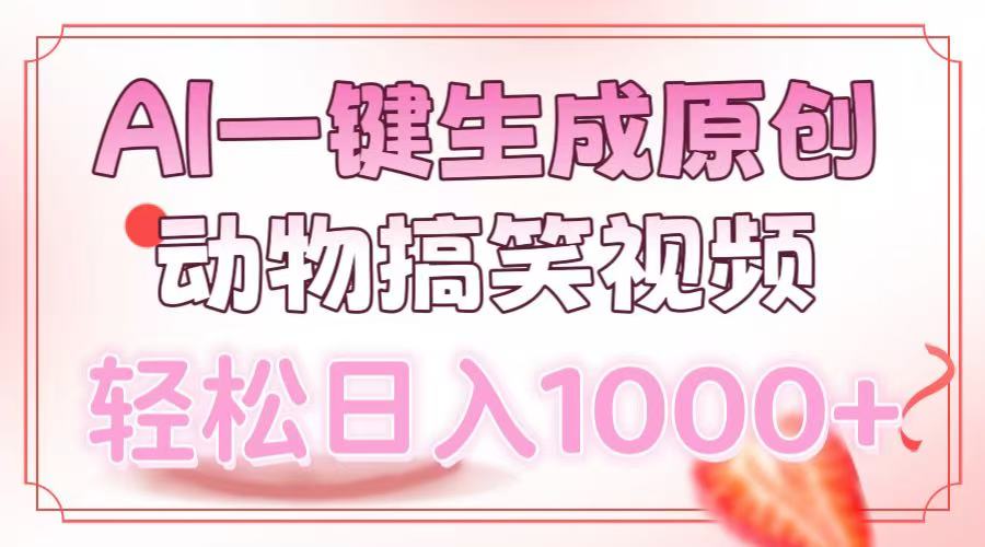 AI一键生成原创动物搞笑视频，轻松日入1000+-非凡网-资源网-最新项目分享网站