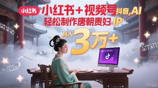小红书+视频号+抖音，AI轻松制作唐朝贵妇IP，每天30分钟，轻松产出N条，月入3W+-非凡网-资源网-最新项目分享网站