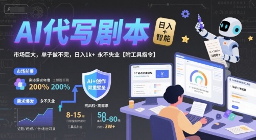 AI代写剧本，市场巨大，单子做不完，日入1k+ 永不失业【附工具指令】-非凡网-资源网-最新项目分享网站