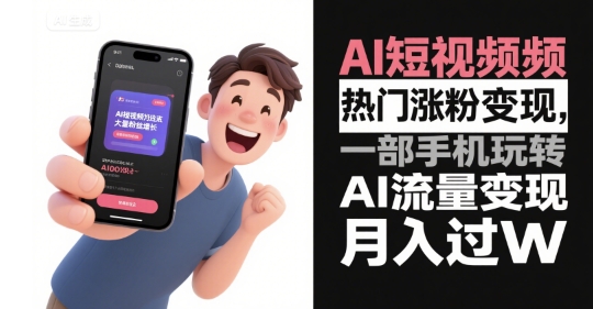 AI短视频热门涨粉变现，一部手机玩转AI流量变现，月入过W-非凡网-资源网-最新项目分享网站