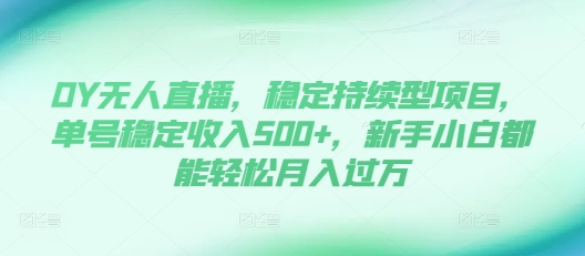 DY无人直播，稳定持续型项目，单号稳定收入500+，新手小白都能轻松月入过万【揭秘】-非凡网-资源网-最新项目分享网站