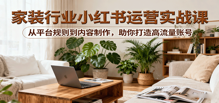 小红书家装行业运营实战课：从平台规则到内容制作，助你打造高流量账号-非凡网-资源网-最新项目分享网站