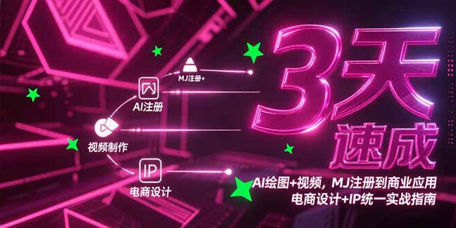 3天速成AI绘图+视频，MJ注册到商业应用，电商设计+IP统一实战指南-非凡网-资源网-最新项目分享网站