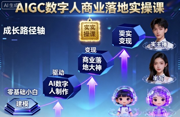 AIGC数字人商业落地实操课，从零基础小白到AI数字人大神-非凡网-资源网-最新项目分享网站