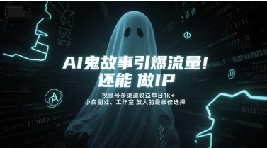 AI鬼故事引爆流量，还能做IP，视频号多渠道收益单日1k+，小白副业、工作室放大的最佳选择-非凡网-资源网-最新项目分享网站