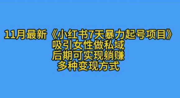 K总部落11月最新小红书7天暴力起号项目，吸引女性做私域【揭秘】-非凡网-资源网-最新项目分享网站