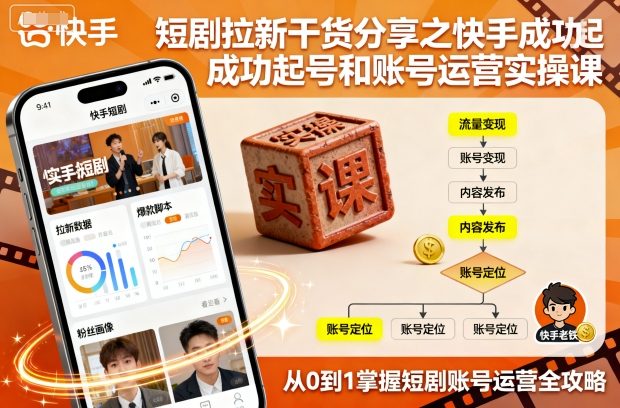 短剧拉新干货分享之快手成功起号和账号运营实操课-非凡网-资源网-最新项目分享网站