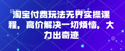 淘宝付费玩法无界实操课程，高价解决一切烦恼，大力出奇迹-非凡网-资源网-最新项目分享网站