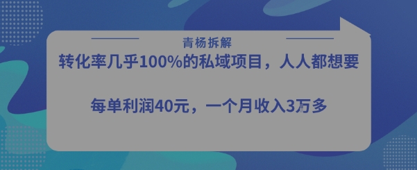 转化率最高的私域项目，每单利润40-50米，月入过1w-非凡网-资源网-最新项目分享网站