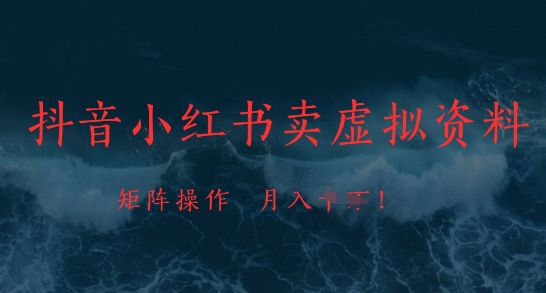 抖音小红书卖虚拟资料，市场需求一直存在，矩阵操作，月入1w+-非凡网-资源网-最新项目分享网站