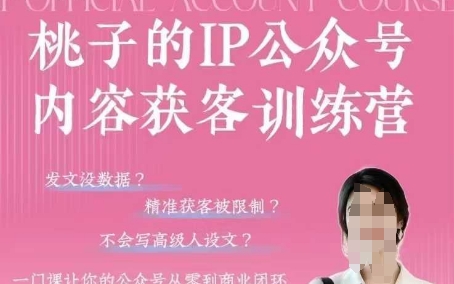 桃子IP公众号内容获客训练营(第3期)，一门让你公众号从0到商业闭环的课程-非凡网-资源网-最新项目分享网站