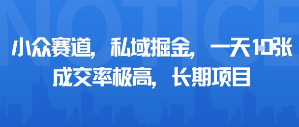 小众赛道，私域掘金，一天多张，成交率极高，长期项目-非凡网-资源网-最新项目分享网站