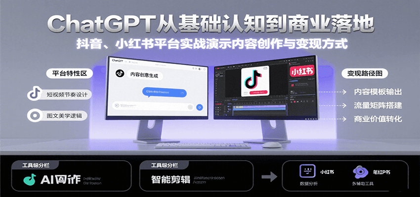 ChatGPT从基础认知到商业落地，实战演示抖音、小红书等平台的内容创作与变现-非凡网-资源网-最新项目分享网站