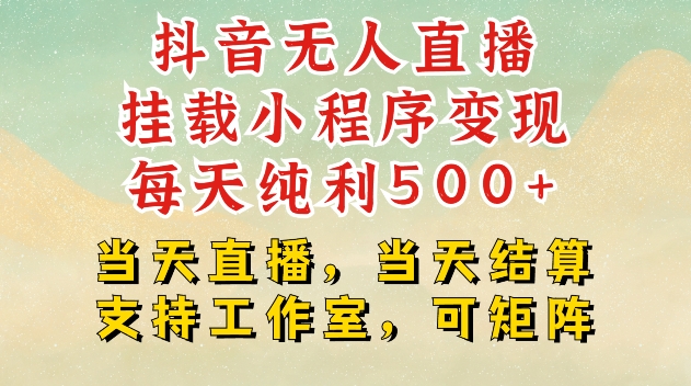 抖音无人直播挂载小程序变现每天纯利500+当天直播，当天结算支持工作室，可矩阵【揭秘】-非凡网-资源网-最新项目分享网站