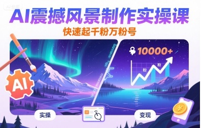 AI震撼风景制作实操课，快速起千粉万粉号-非凡网-资源网-最新项目分享网站