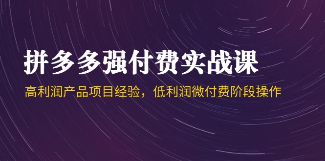 拼多多强付费实战课-44期，高利润产品项目经验，低利润微付费阶段操作-非凡网-资源网-最新项目分享网站