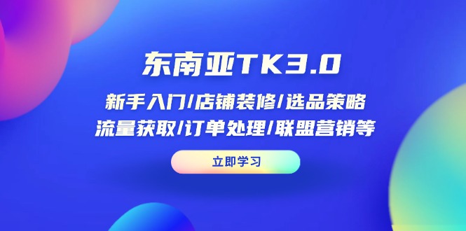 东南亚TK3.0：新手入门/店铺装修/选品策略/流量获取/订单处理/联盟营销等-非凡网-资源网-最新项目分享网站