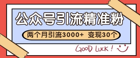 公众号精准粉引流玩法，2个月3000+精准粉，变现30个W【揭秘】-非凡网-资源网-最新项目分享网站