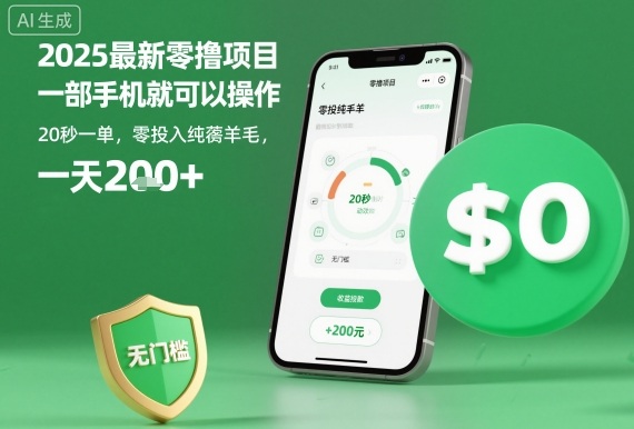 2025最新零撸项目，一部手机就可以操作，20秒一单，零投入纯薅羊毛，无门槛，一天200+【揭秘】-非凡网-资源网-最新项目分享网站