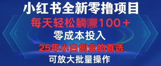 小红书全新纯零撸项目，只要有号就能玩，可放大批量操作，轻松日入100+【揭秘】-非凡网-资源网-最新项目分享网站