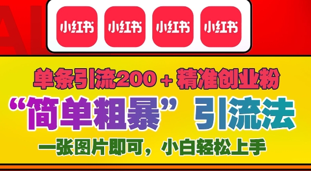 12月底小红书”简单粗暴“引流法，单条引流200+精准创业粉-非凡网-资源网-最新项目分享网站