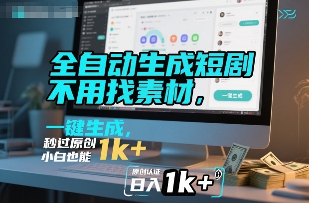 全自动生成短剧，不用找素材，不用剪辑，一键生成，秒过原创，小白也能轻松日入1k+【揭秘】-非凡网-资源网-最新项目分享网站
