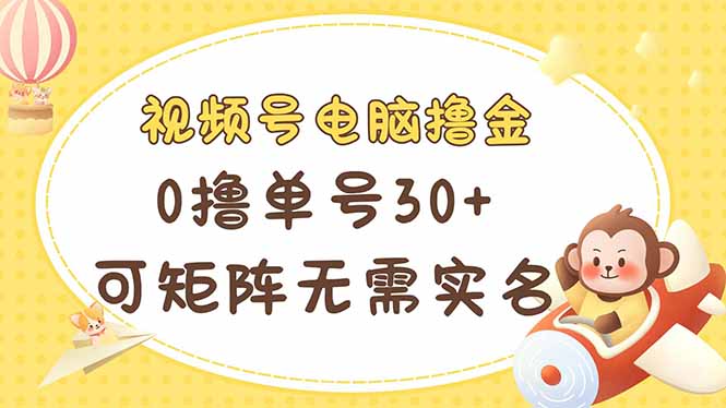 视频号电脑撸金 0撸单号30+ 可矩阵 无需实名多号多得-非凡网-资源网-最新项目分享网站