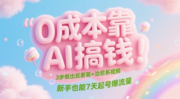0成本靠AI搞钱！3步做出反差萌+治愈系视频，新手也能7天起号爆流量-非凡网-资源网-最新项目分享网站