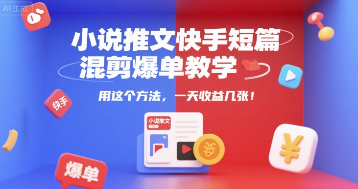 小说推文快手短篇混剪爆单教学，用这个方法，一天收益几张-非凡网-资源网-最新项目分享网站
