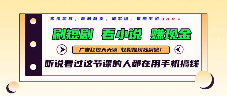 最新短剧平台，刷短剧，看小说，赚现金，一部手机日入300+-非凡网-资源网-最新项目分享网站