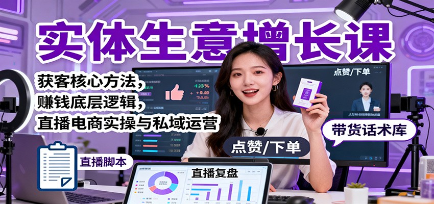 实体生意增长课：获客核心方法，赚钱底层逻辑，直播电商实操与私域运营-非凡网-资源网-最新项目分享网站