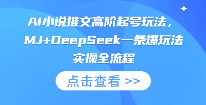 AI小说推文高阶起号玩法，MJ+DeepSeek一条爆玩法实操全流程-非凡网-资源网-最新项目分享网站
