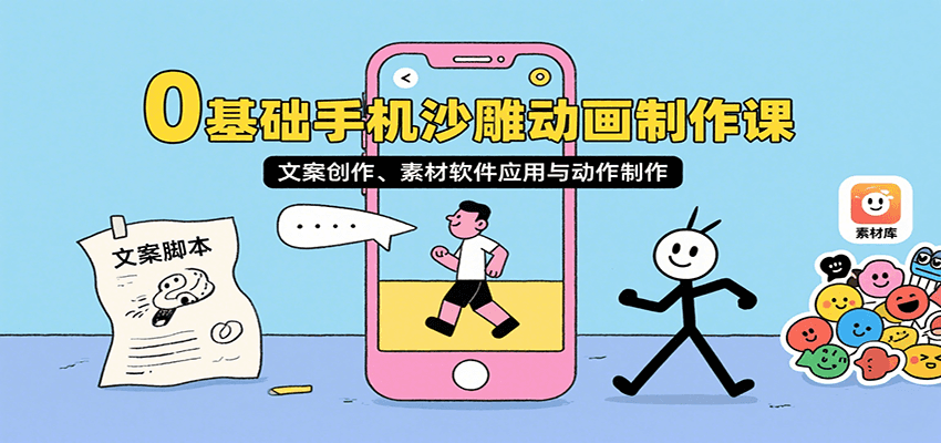 0基础手机沙雕动画制作课，文案创作、素材软件应用与动作制作-非凡网-资源网-最新项目分享网站