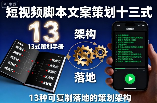 短视频脚本文案策划十三式，13种可复制落地的策划架构-非凡网-资源网-最新项目分享网站